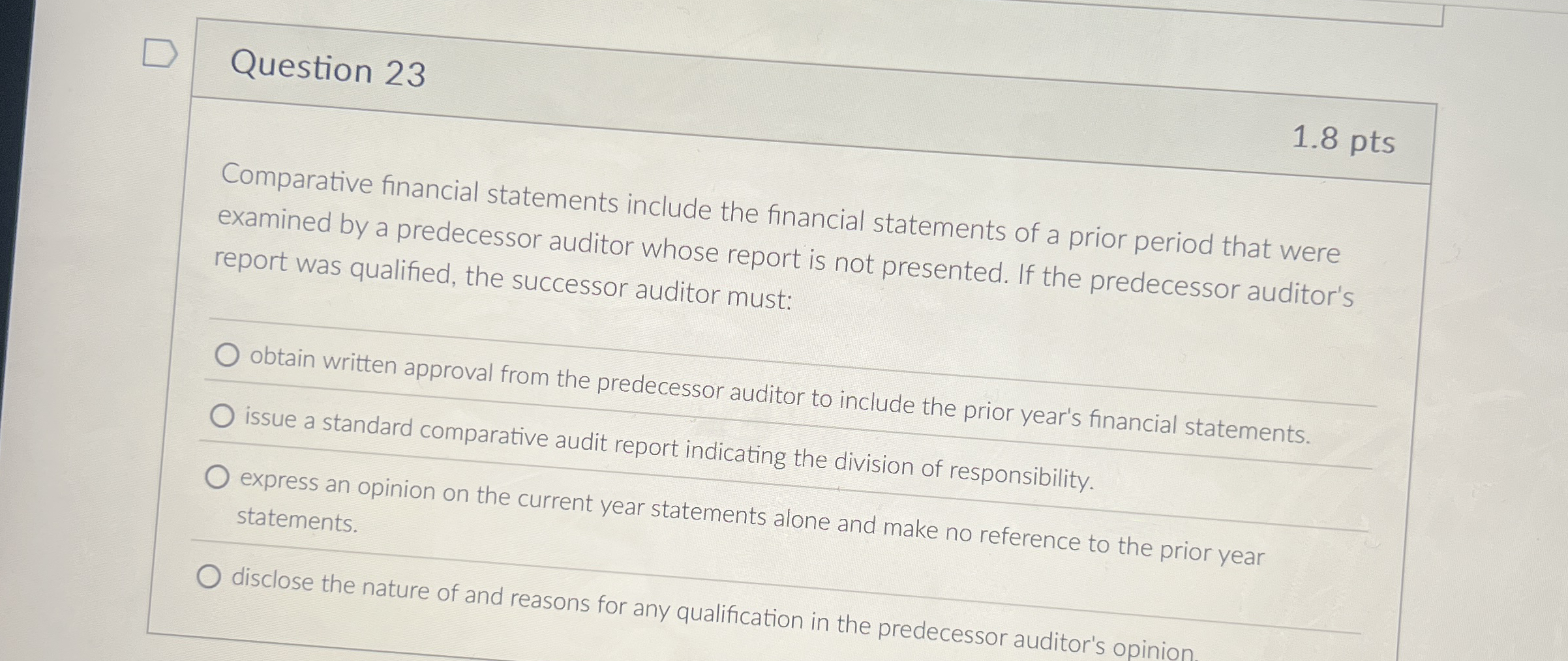 Question 2 3 1 . 8 pts Comparative financial