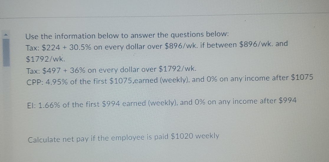 help Use the information below to answer the