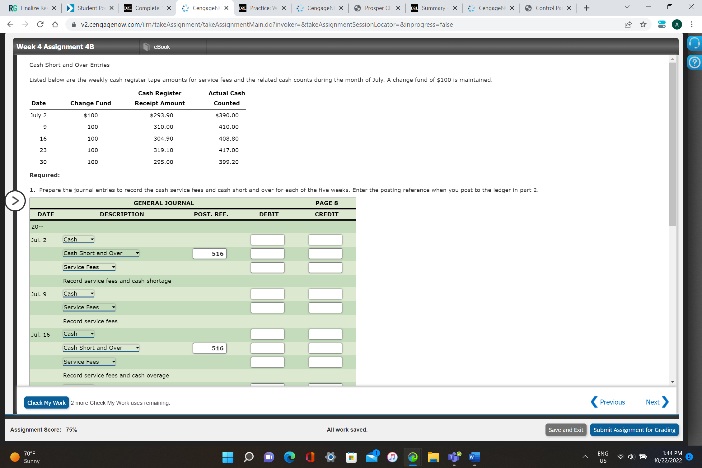 1. Complete the Accounting table RG Finalize Res