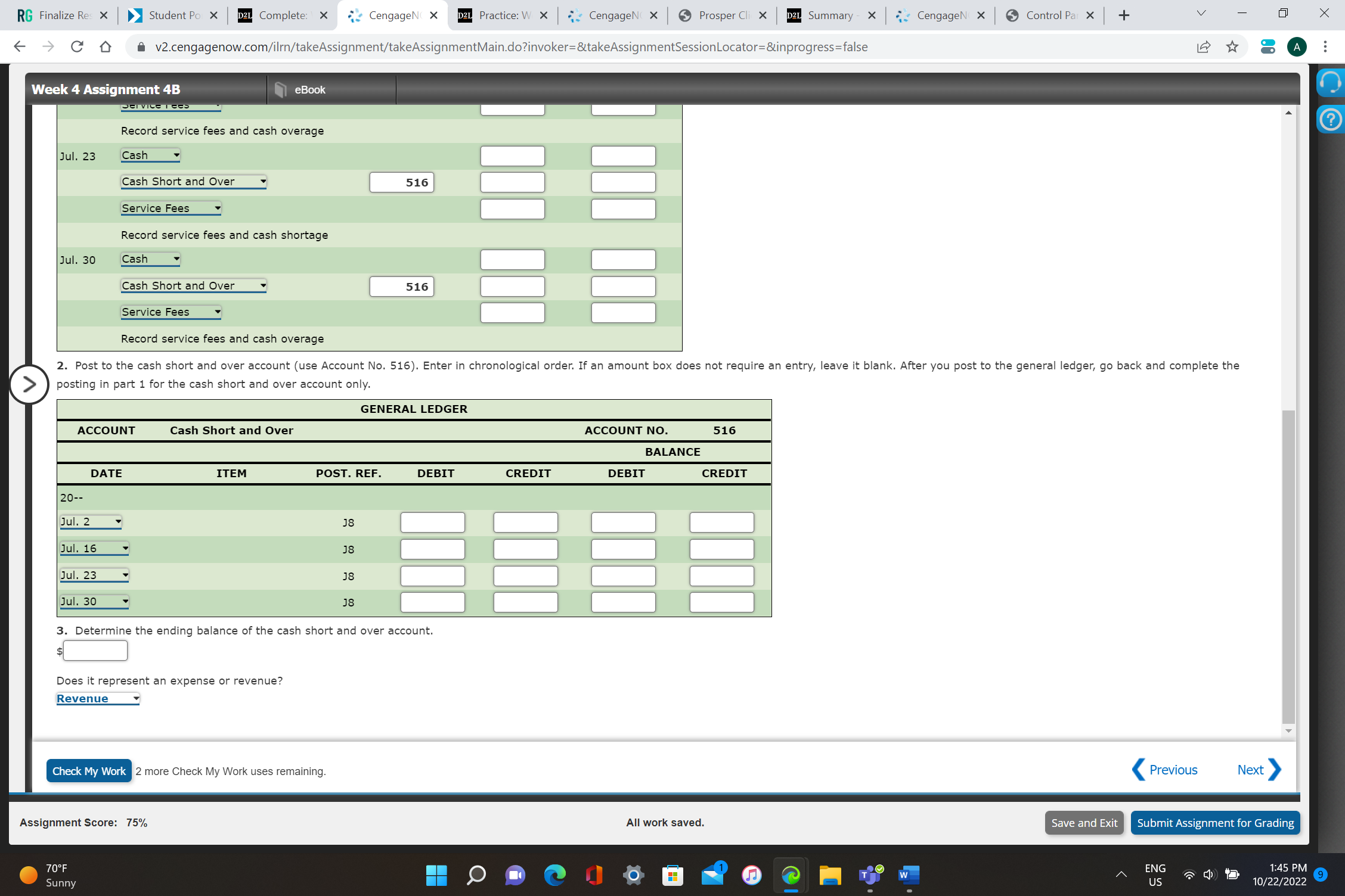 1. Complete the Accounting table RG Finalize Res