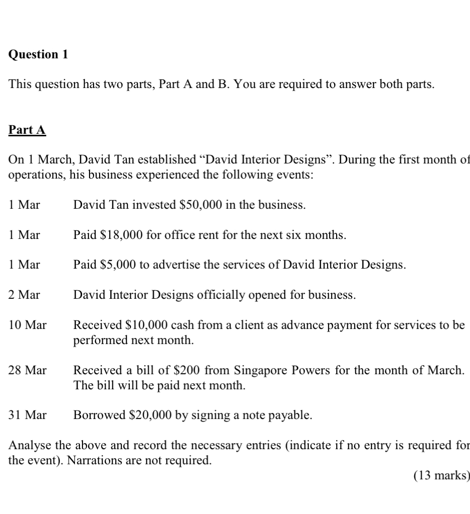 Question 1 This question has two parts, Part A
