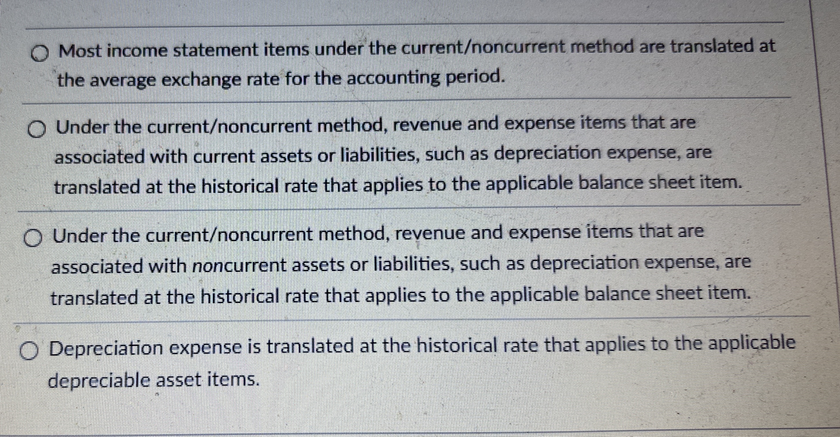 Most income statement items under the current /