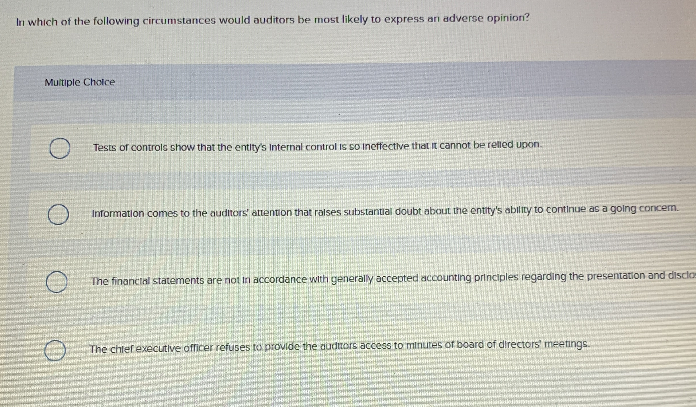 In which of the following circumstances would