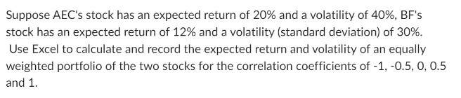 Suppose AEC's stock has an expected return