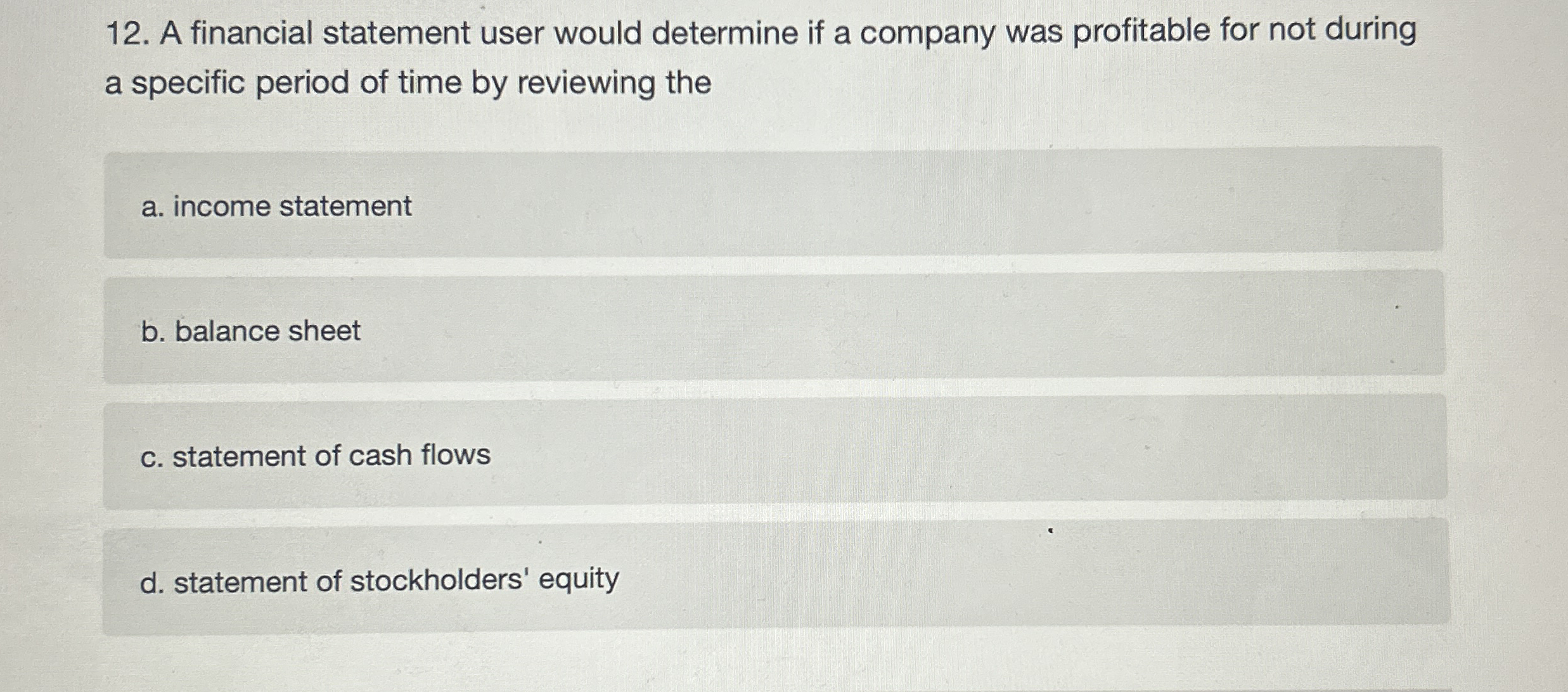A financial statement user would determine if a