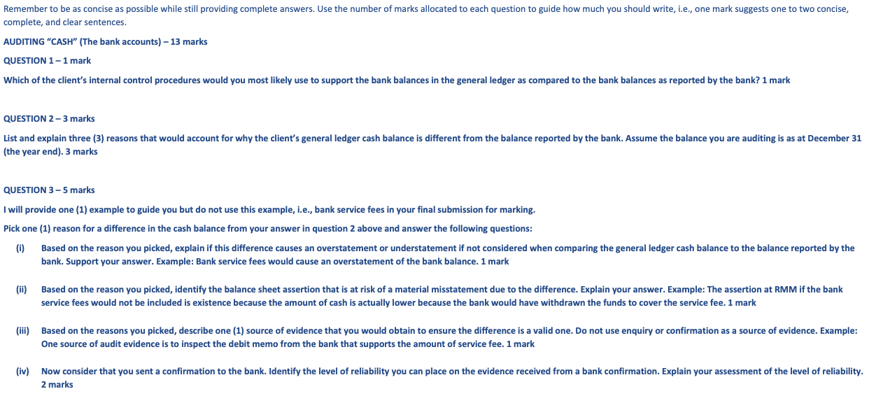 Remember to be as concise as possible while still