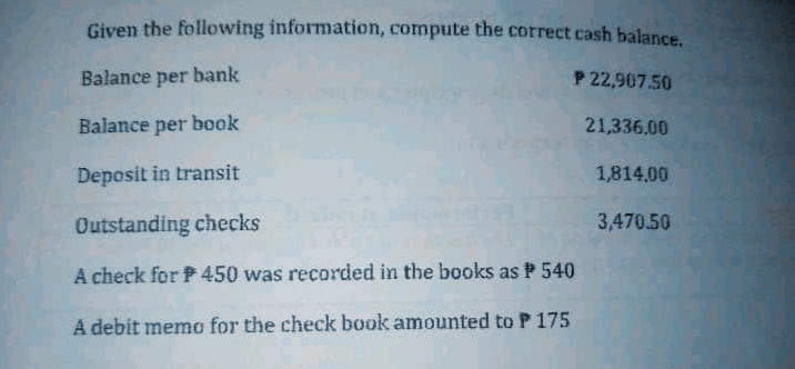 Directions. Analyze what reconciling items are