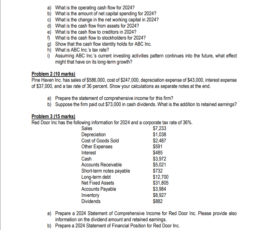Problem 1 (20 marks) Below you are given the