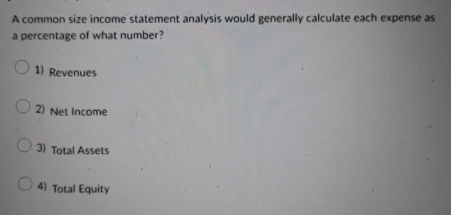 A common size income statement analysis would