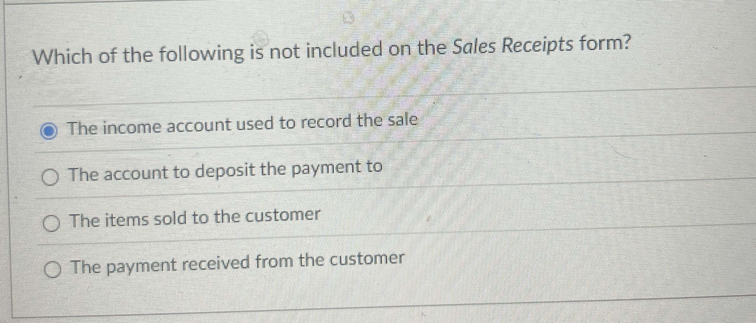 Which of the following is not included on the