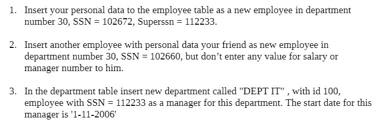 Insert your personal data to the employee table