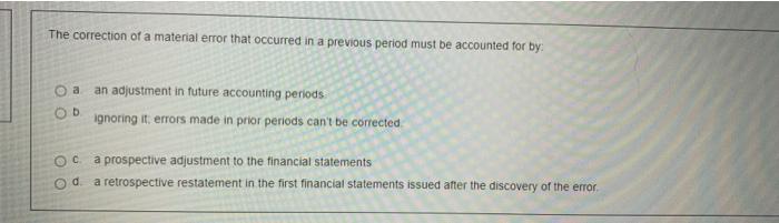 The correction of a material error that occurred