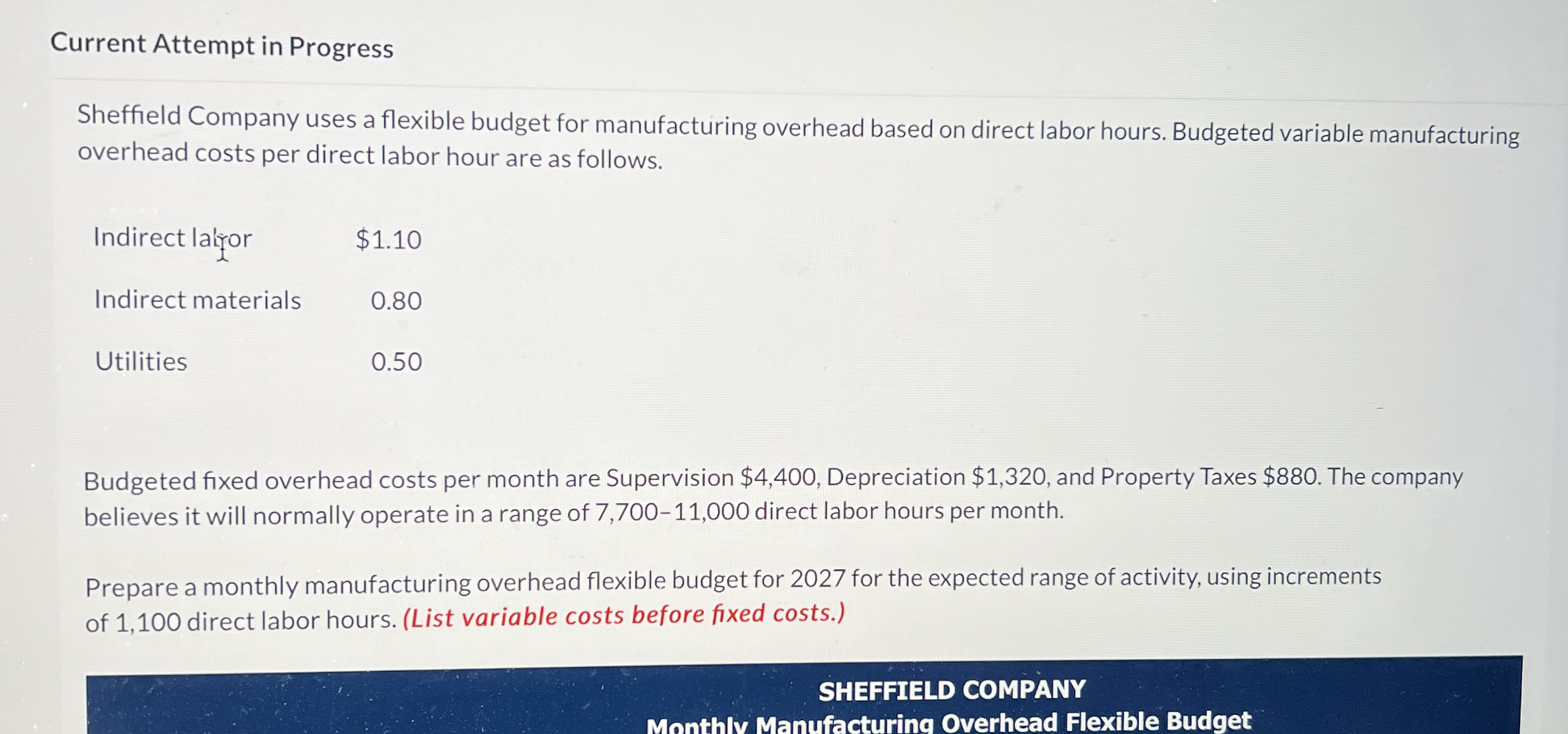 Current Attempt in Progress Sheffield Company