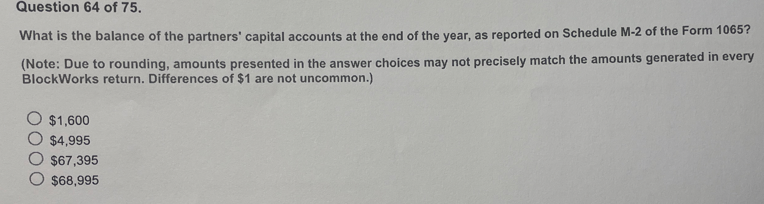 Question 6 4 of 7 5 . What is the balance of the