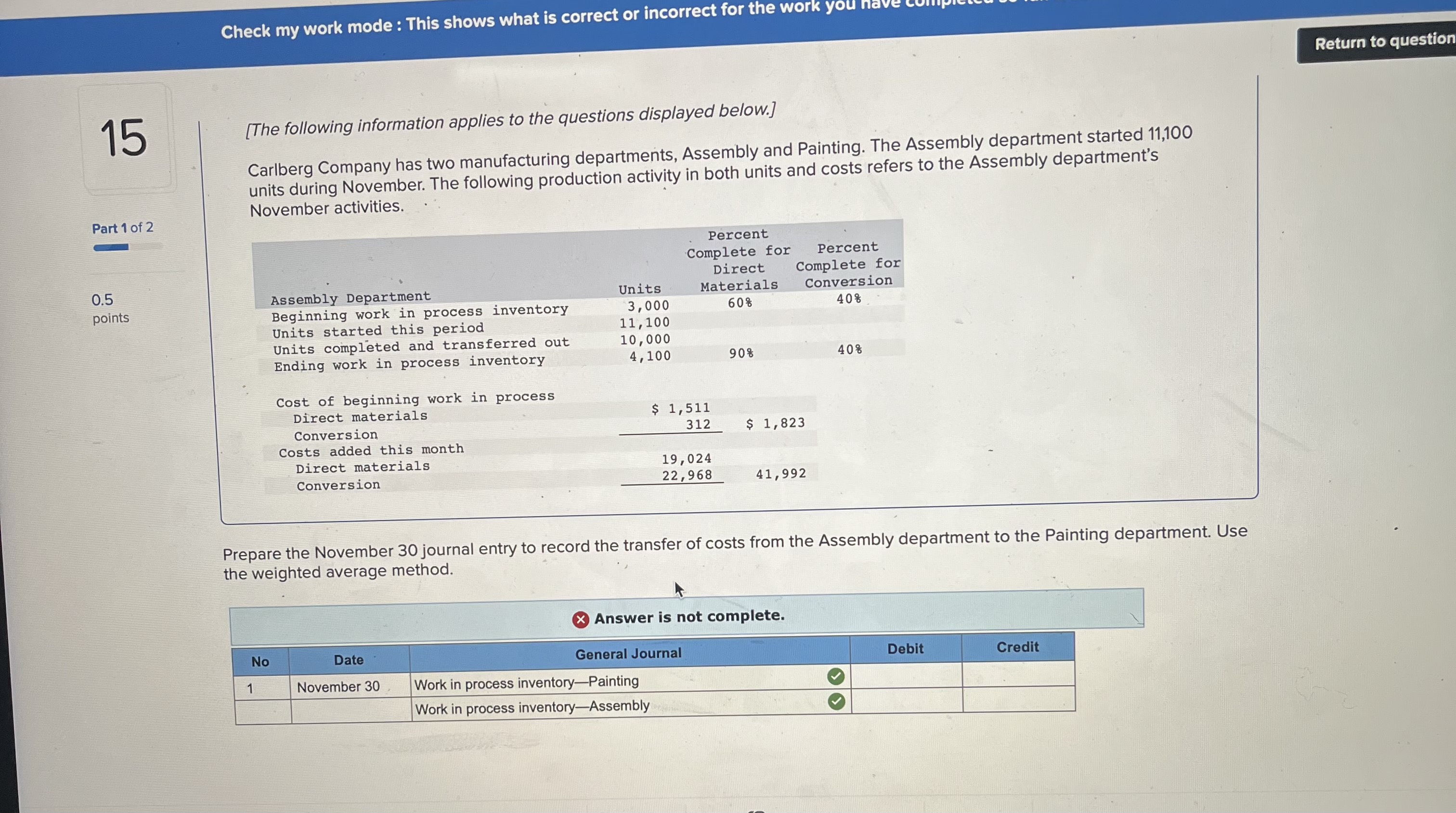 Check my work mode : This shows what is correct
