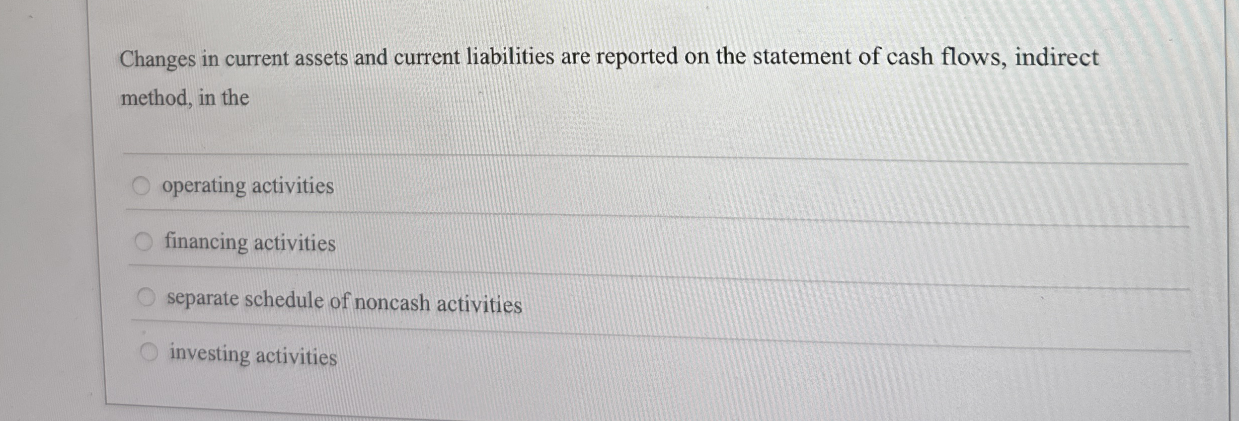 Changes in current assets and current liabilities
