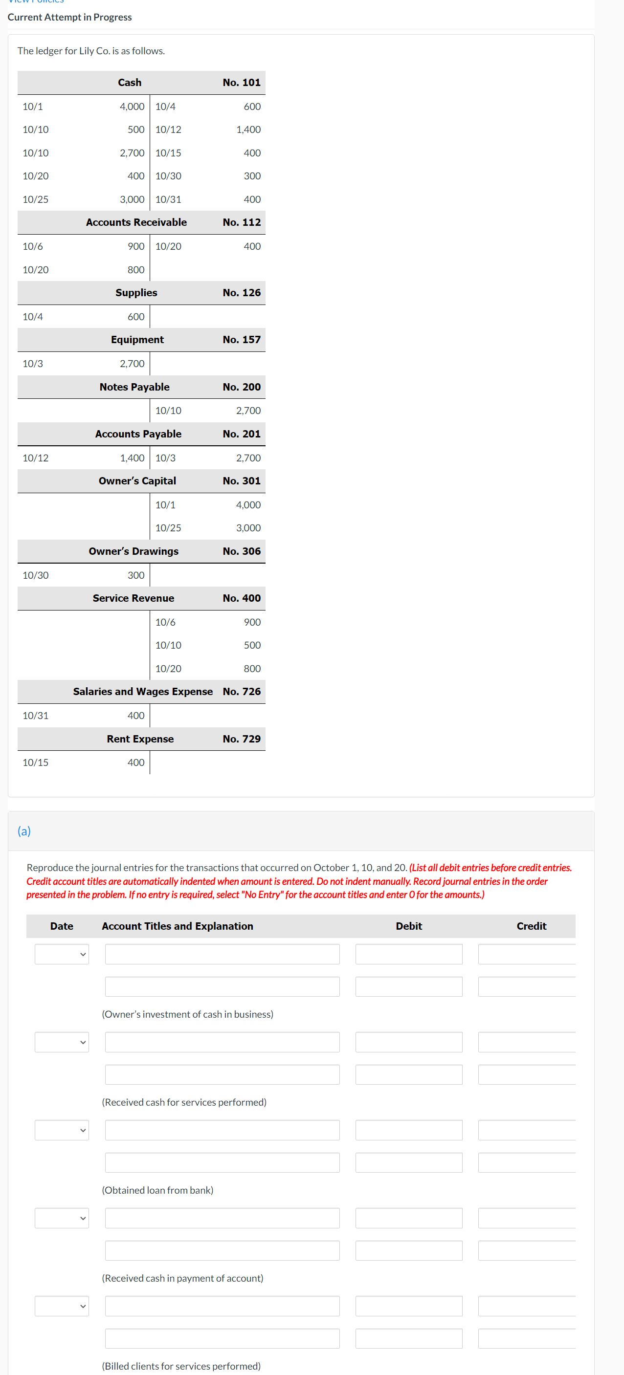 Current Attempt in Progress The ledger for Lily