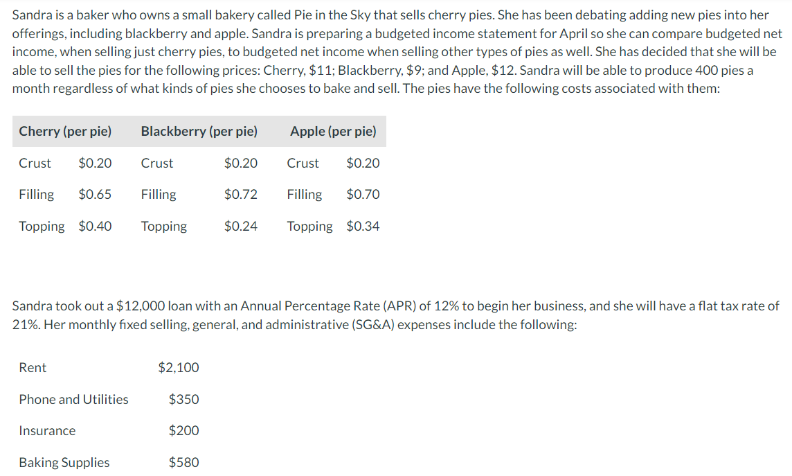 Sandra is a baker who owns a small bakery called