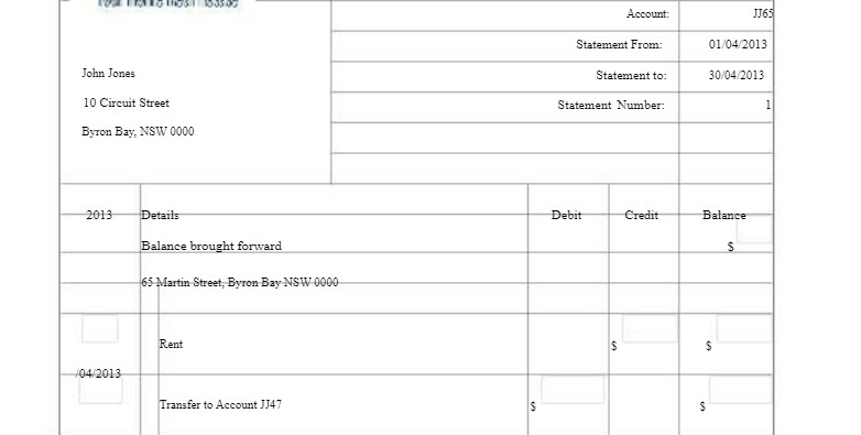Account: JJ65 Statement From: 01/04/2013 John