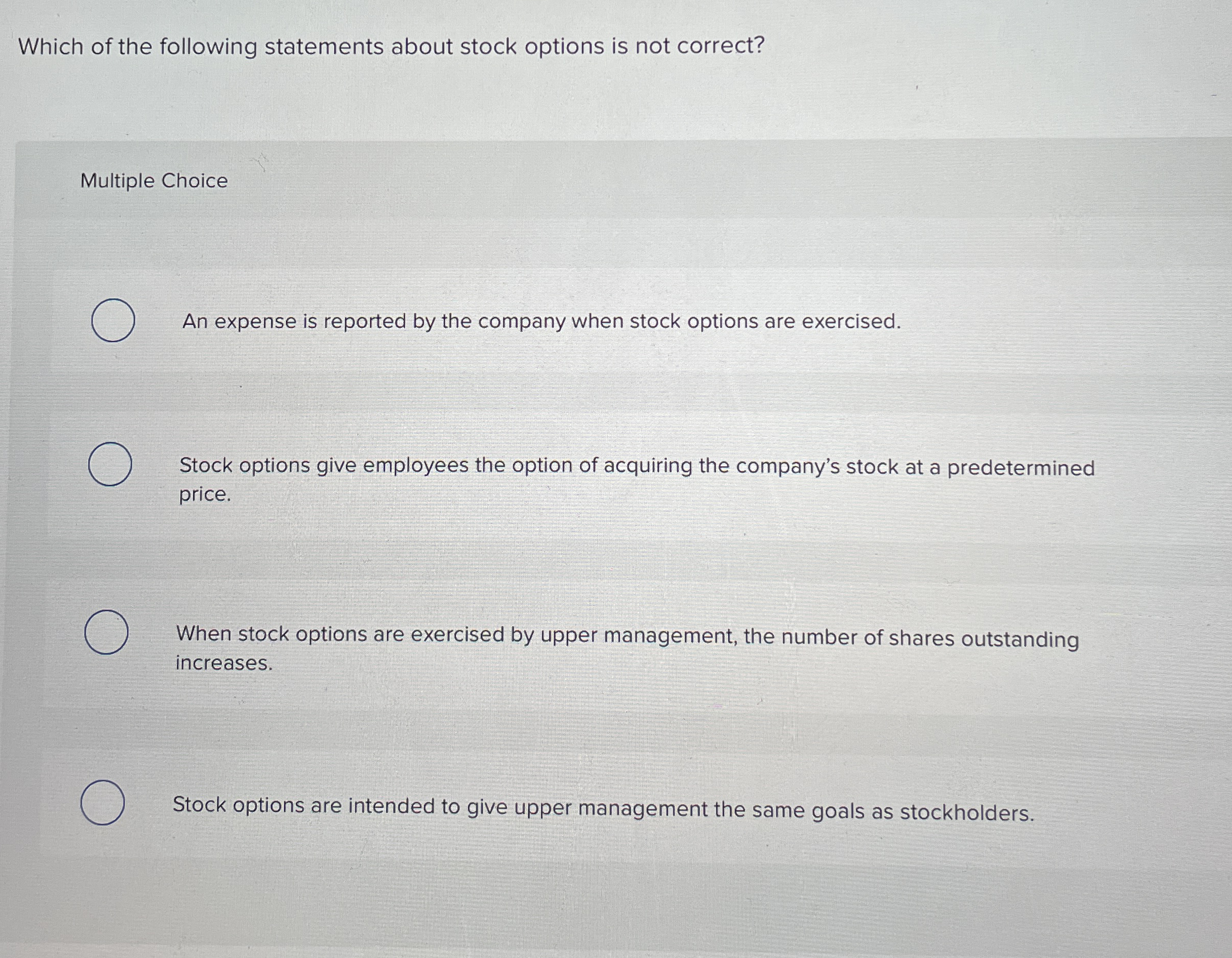 Which of the following statements about stock