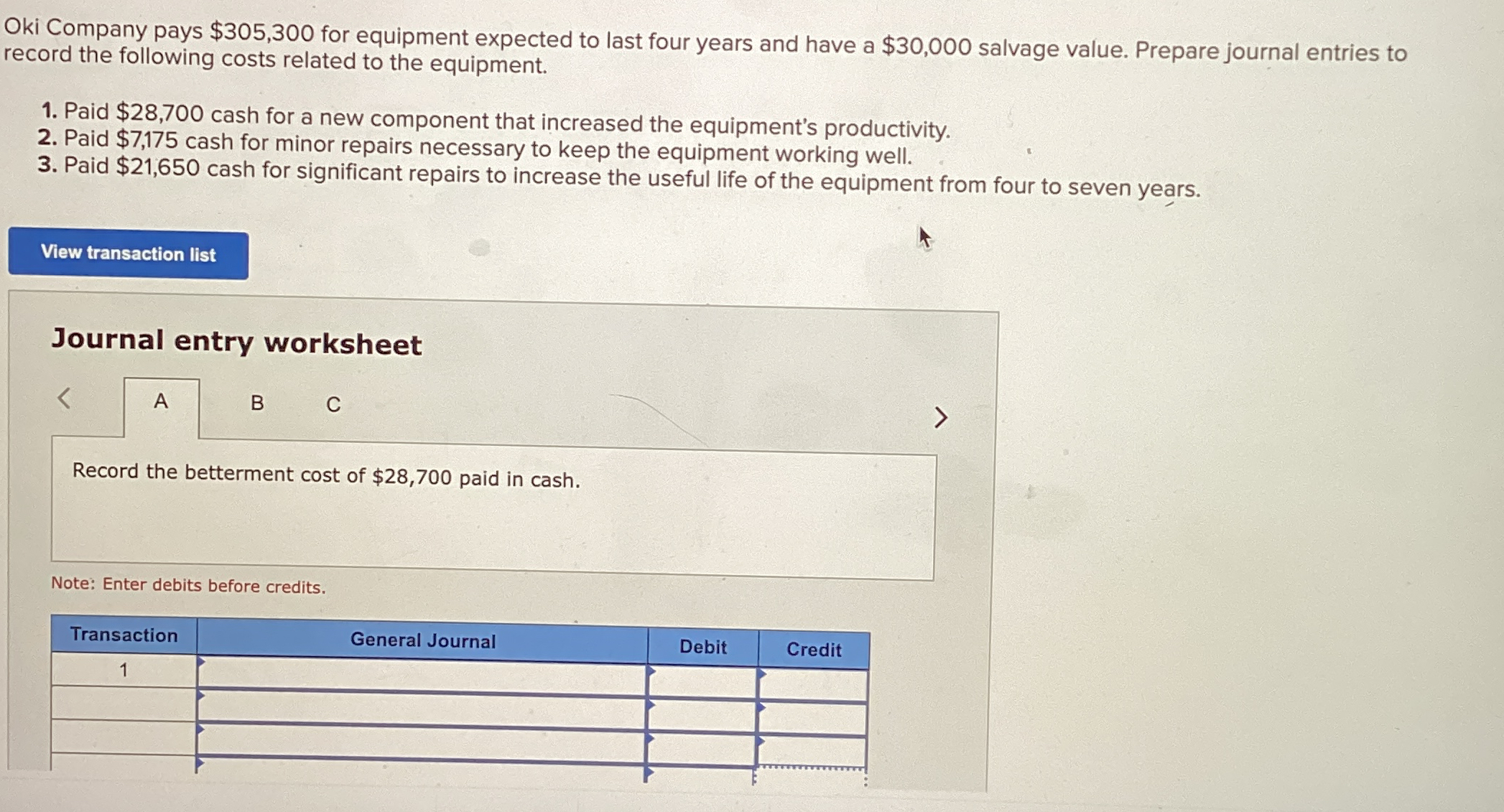 Oki Company pays $ 3 0 5 , 3 0 0 for equipment
