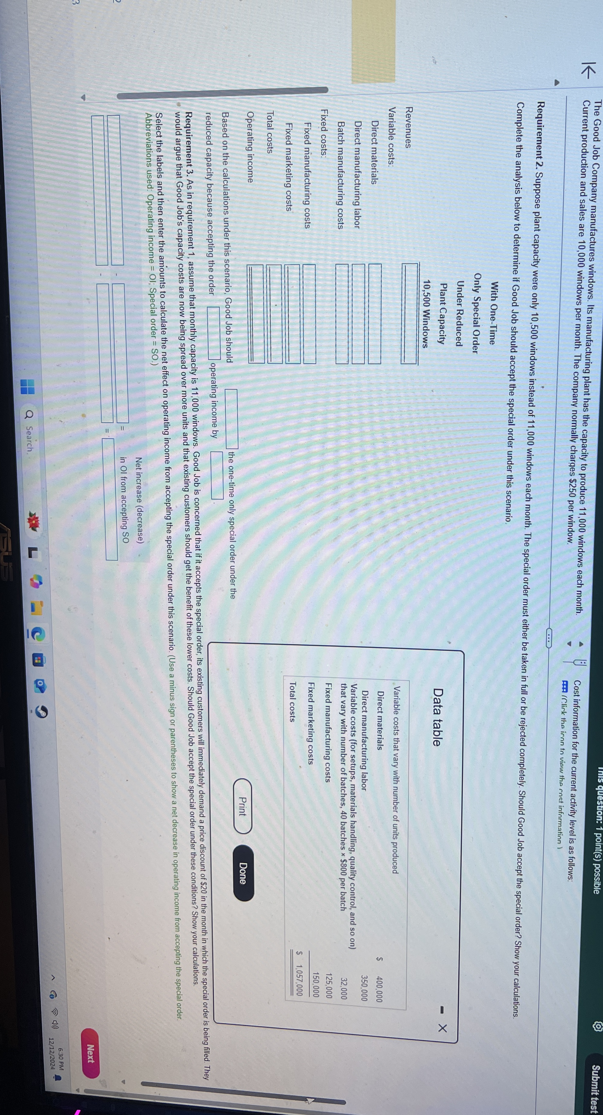 The Good Job Company manufactures windows. Its