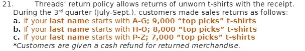 21. Threads' return policy allows returns of