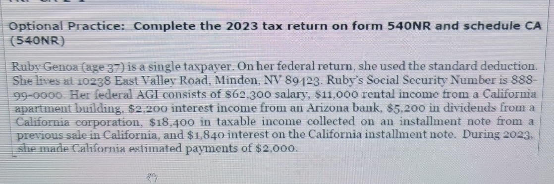 Optional Practice: Complete the 2 0 2 3 tax