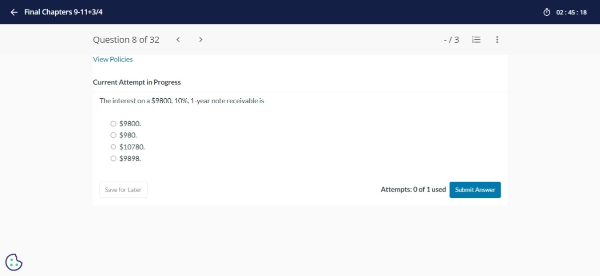 Current Attempt i n Progress The interest o n a $