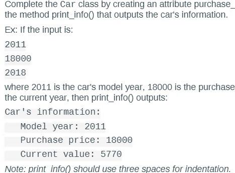 Complete the Car class by creating an attribute