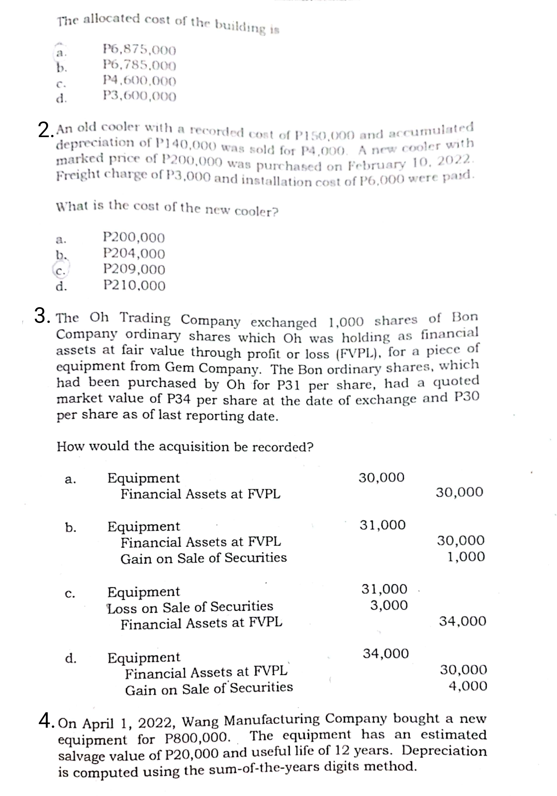 Please help me answer the following problems with