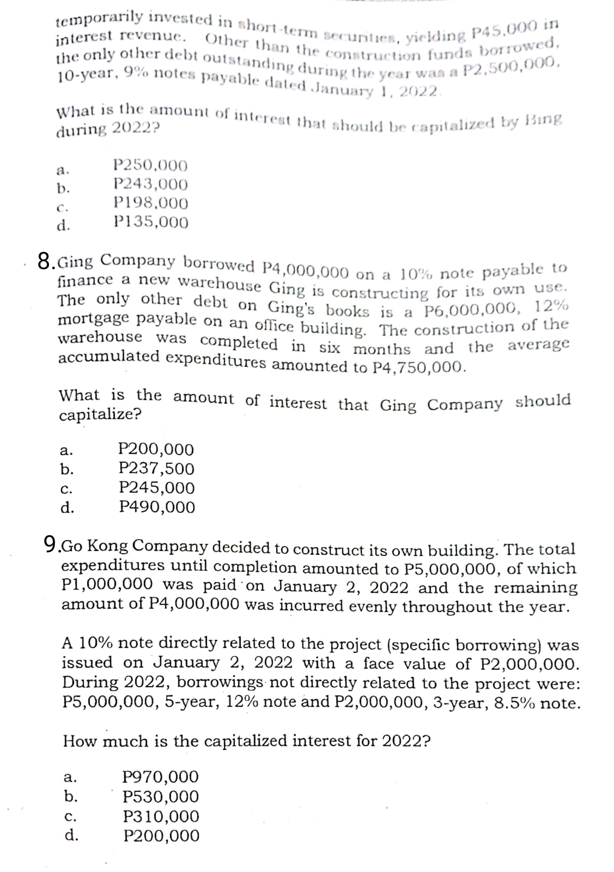 Please help me answer the following problems with