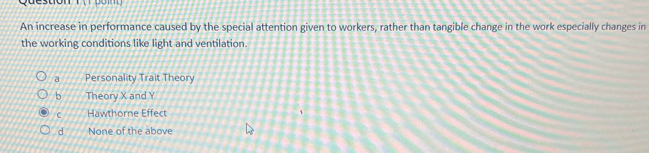 Answer An increase in performance caused by the