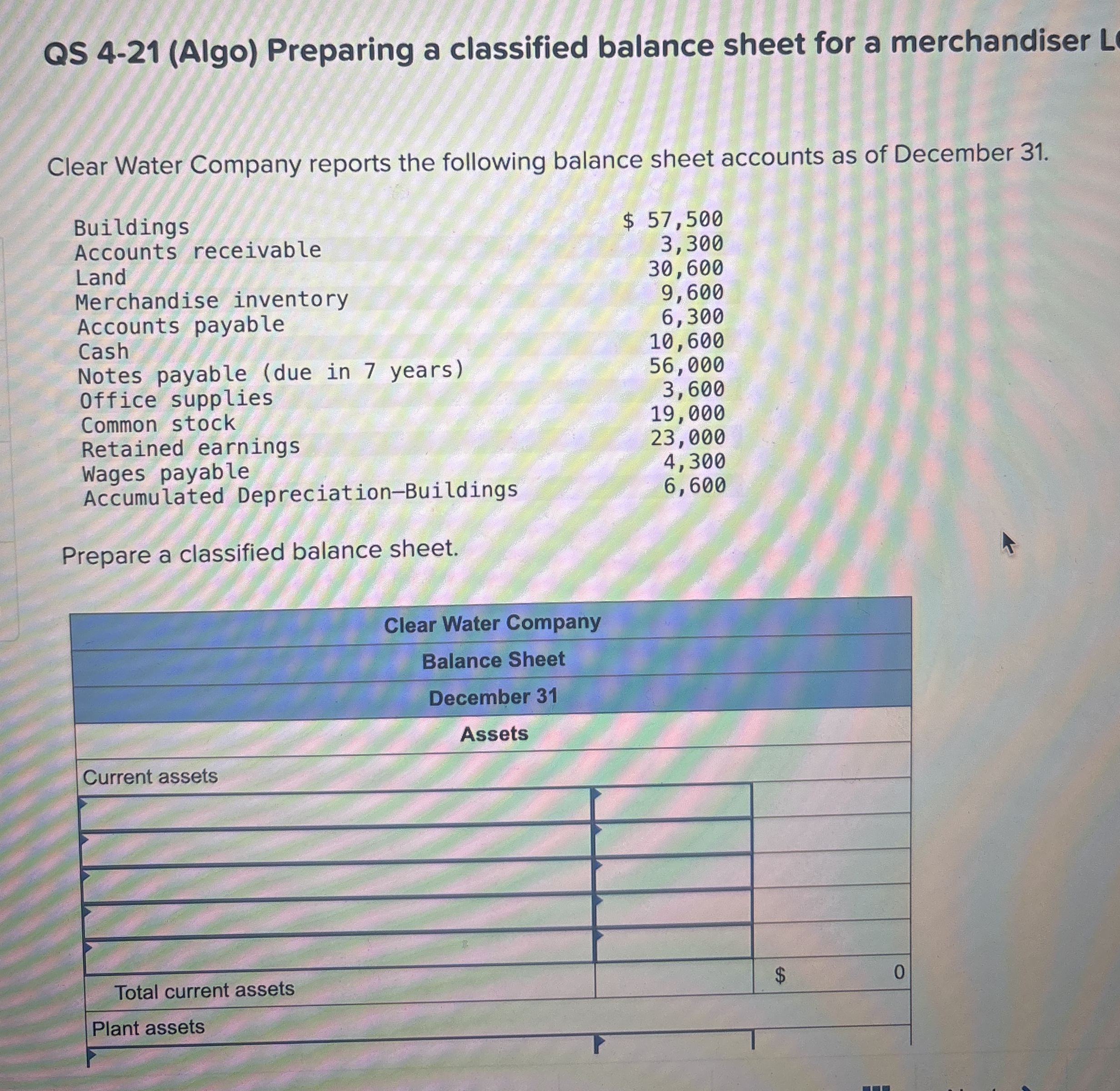 QS 4 - 2 1 ( Algo ) Preparing a classified