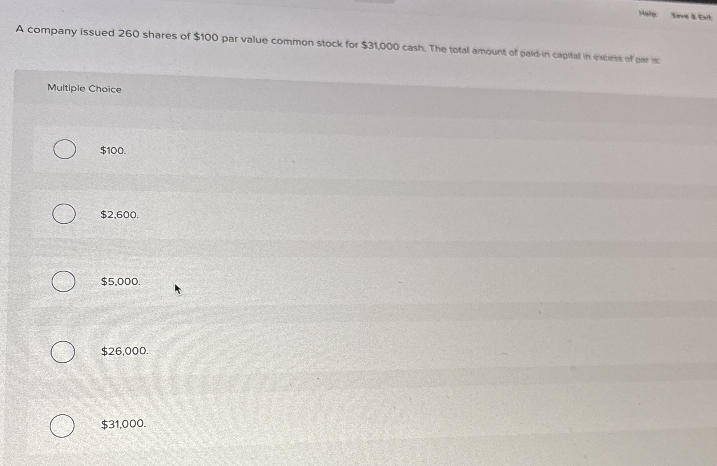 1 4 A company issued 2 6 0 shares of $ 1 0 0 par