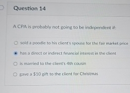 Question 1 4 A CPA is probably not going to be