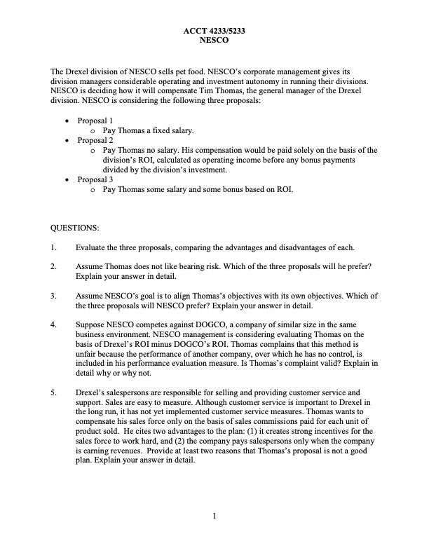 Please answer all five questions. ACCT 4233/5233