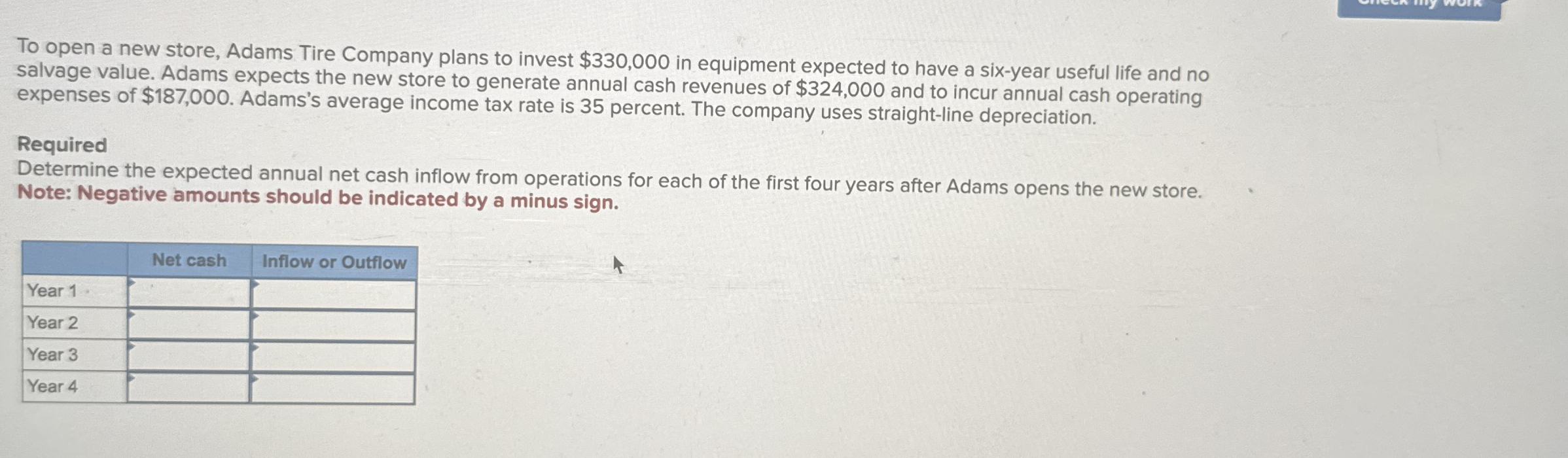 To open a new store, Adams Tire Company plans to