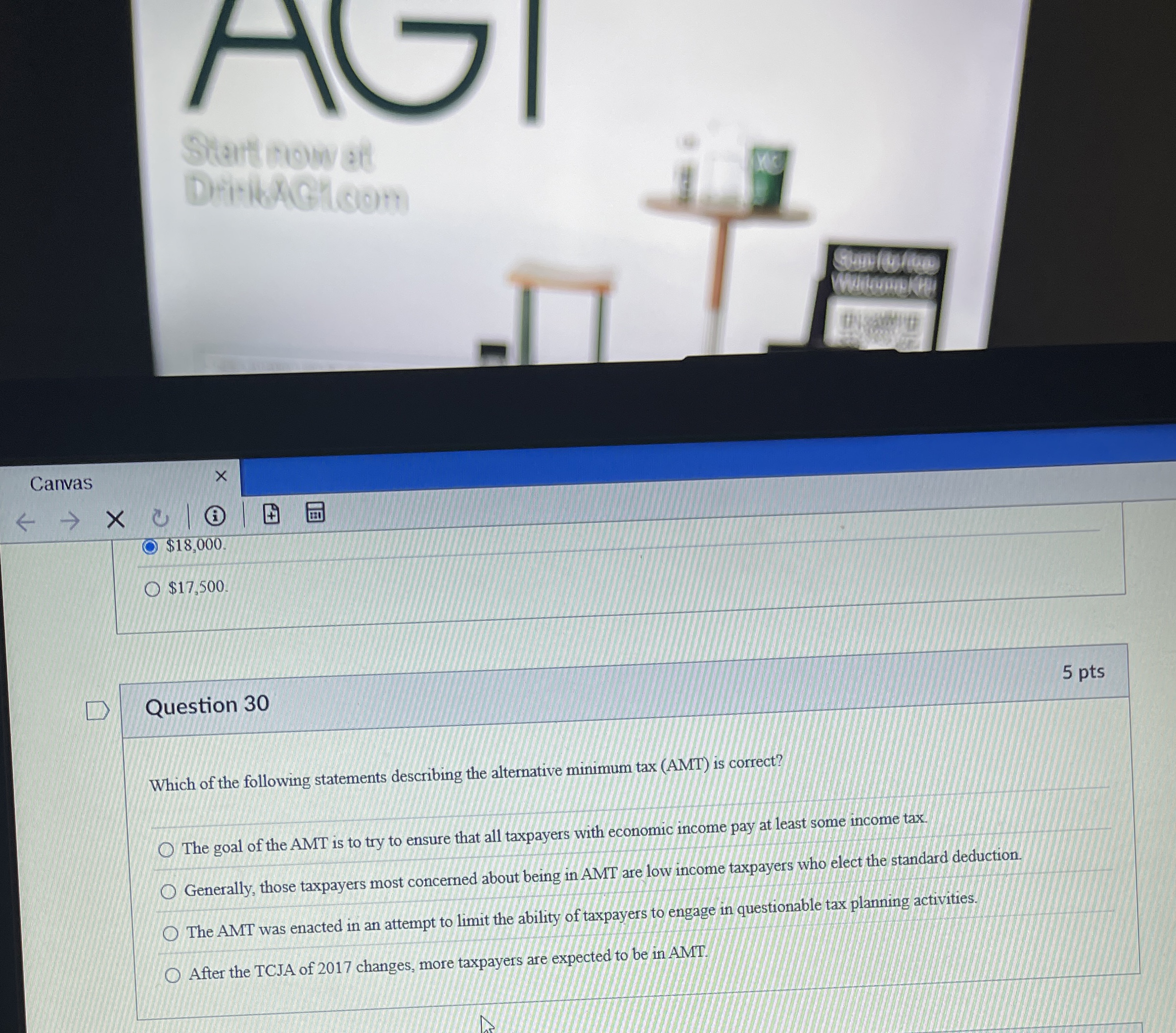 Canvas $ 1 8 , 0 0 0 . $ 1 7 , 5 0 0 . Question 3