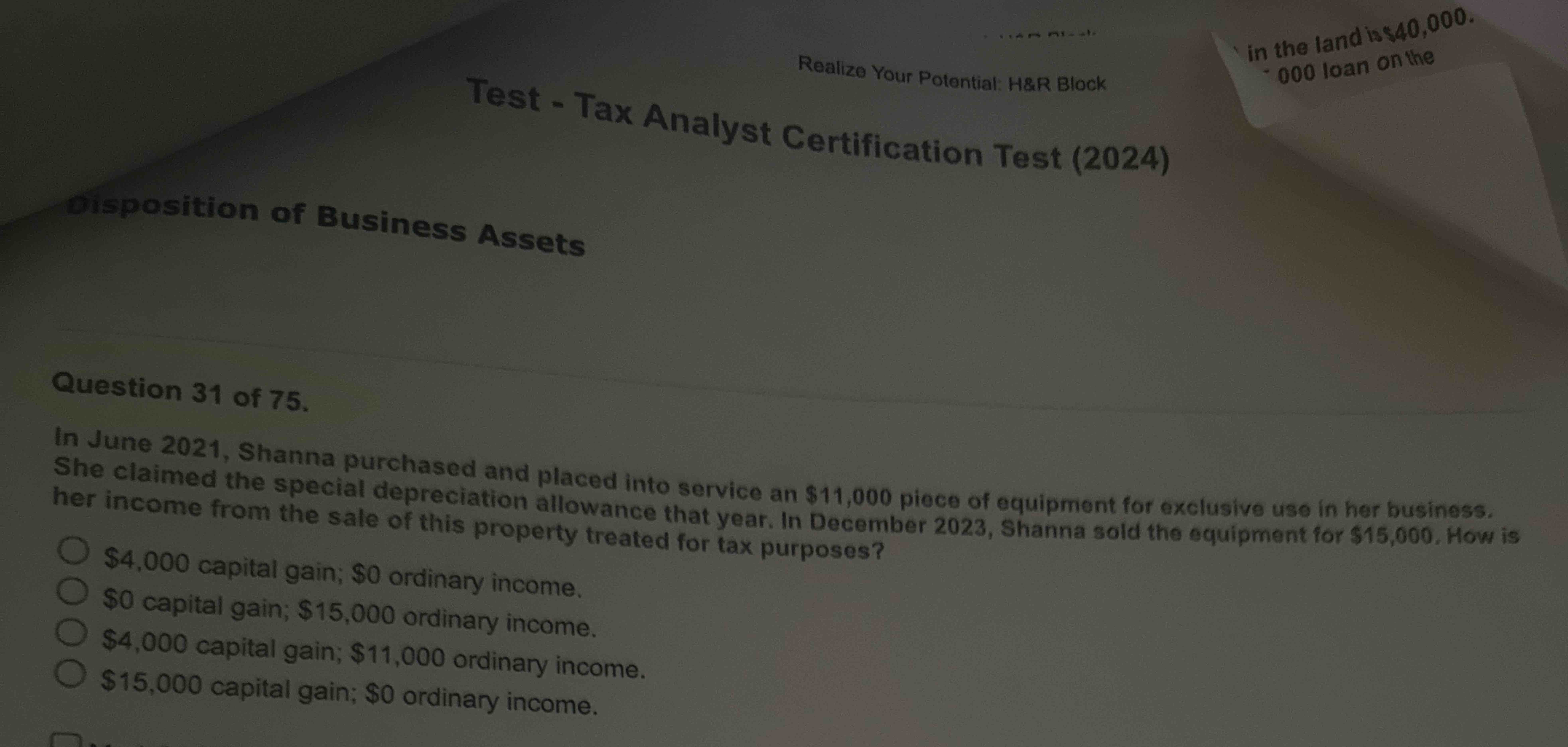 Question 3 1 o f 7 5 . I n June 2 0 2 1 , Shanna