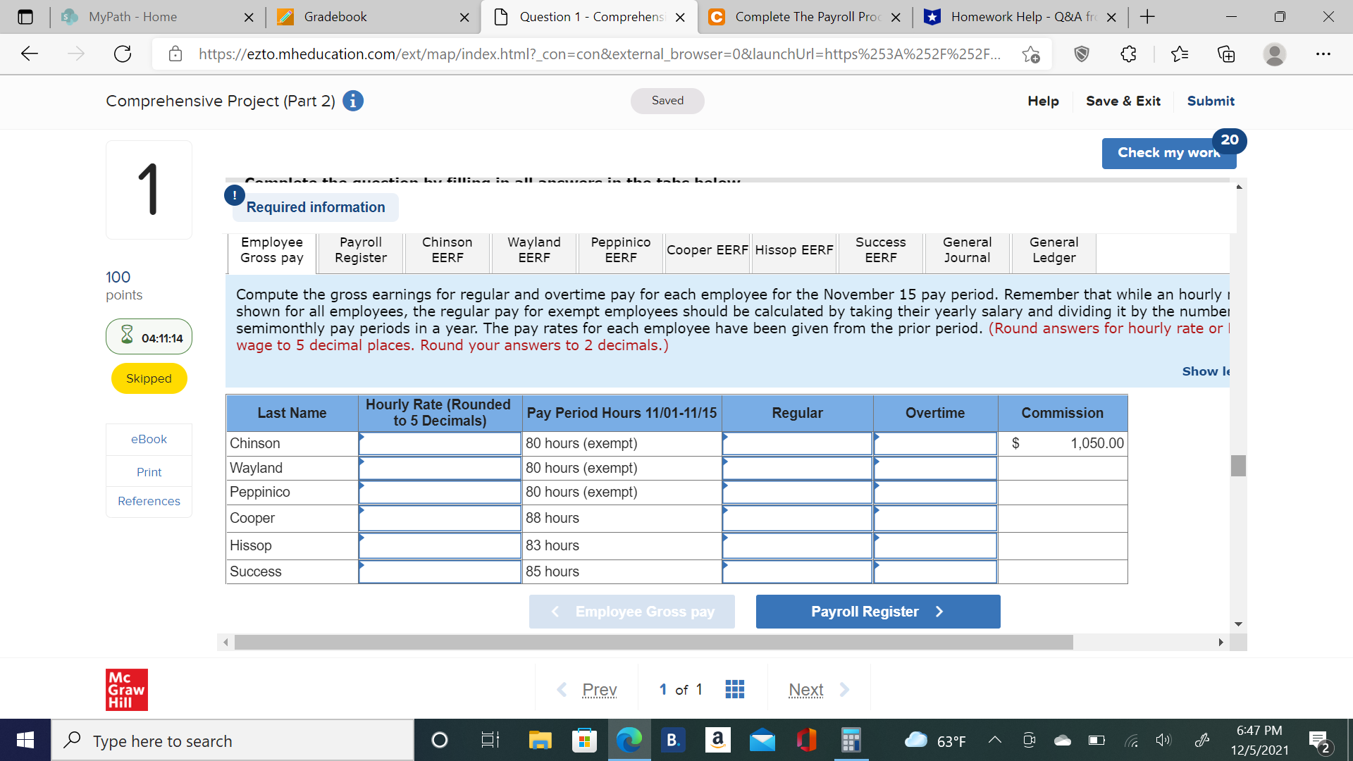 S MyPath - Home X Gradebook X Question 1 -