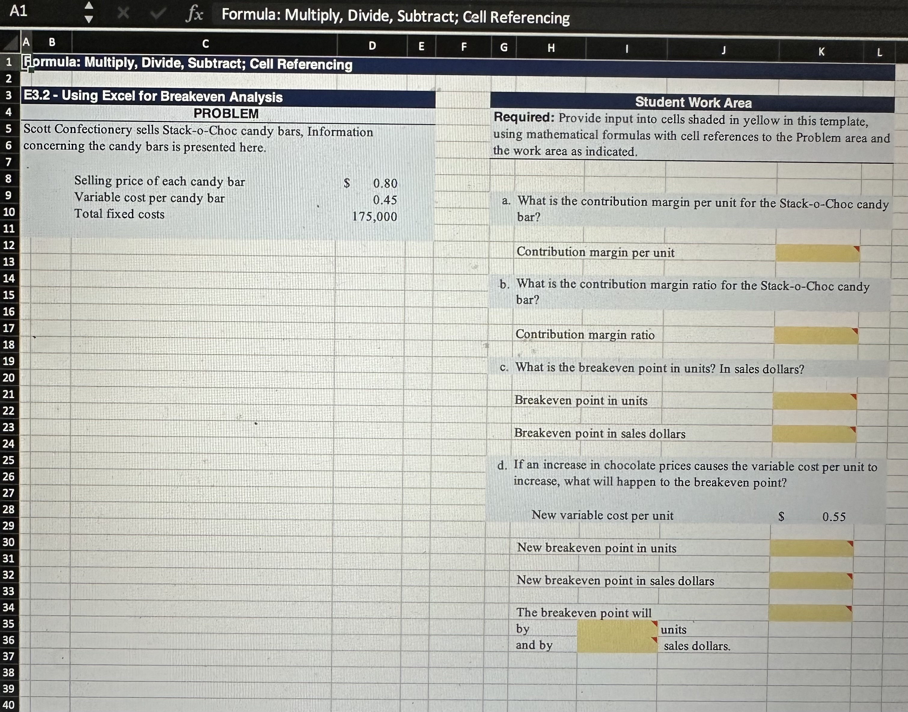 Functions: MAX, MIN, SLOPE, INTERCEPT; Formula:
