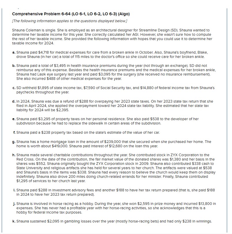 Comprehensive Problem 6 - 6 4 ( LO 6 - 1 , LO 6 -