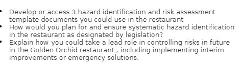 Develop or access 3 hazard identification and