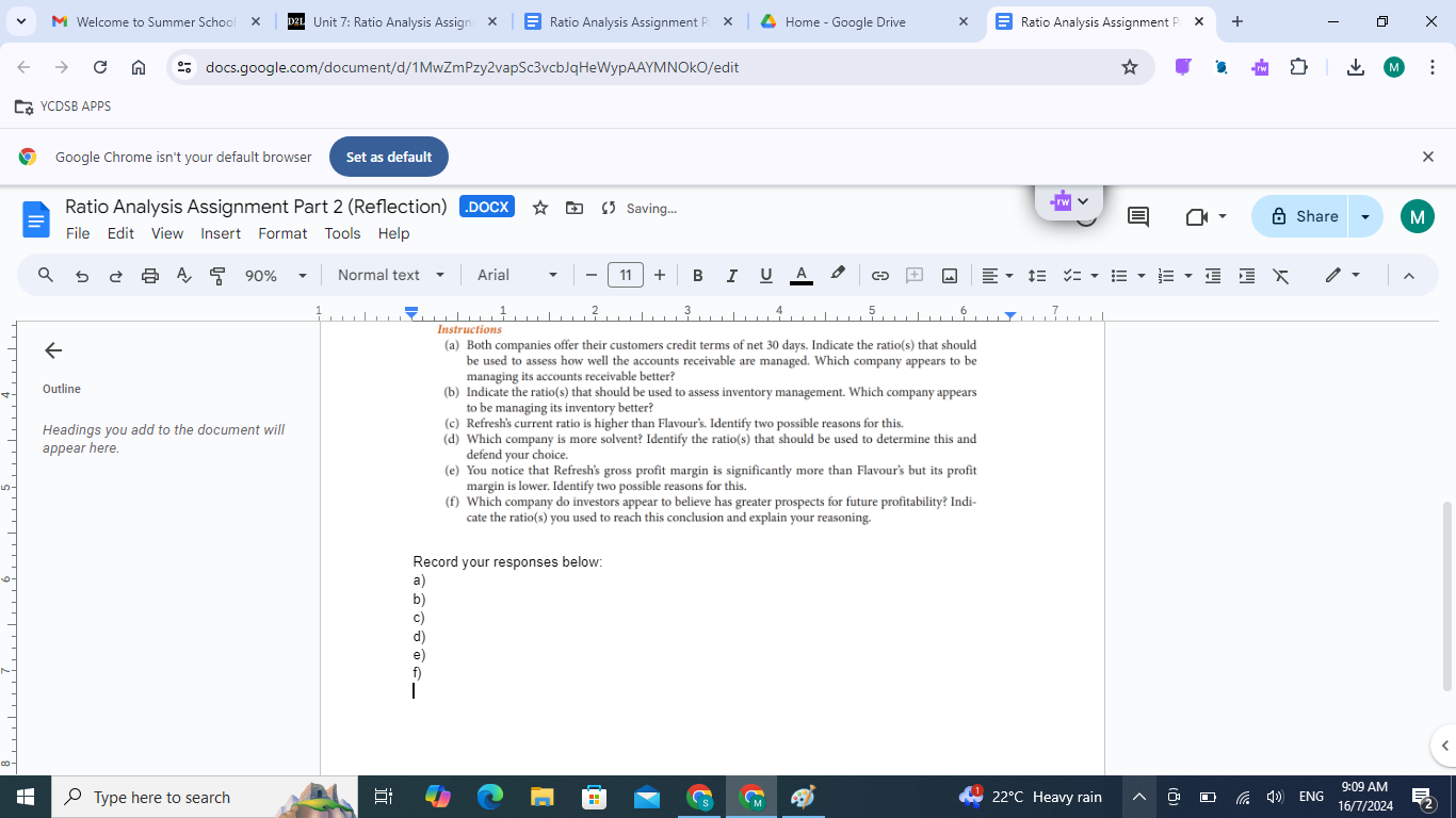 ~ M Welcome to Summer School X m Unit 7: Ratio