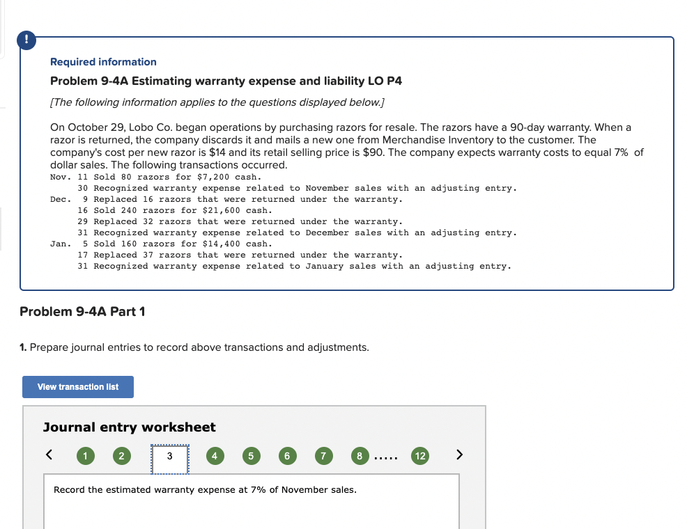Required information Problem 9-4A Estimating