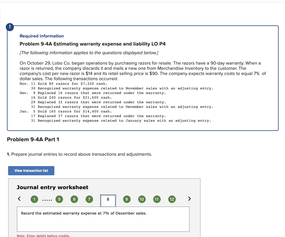 Required information Problem 9-4A Estimating