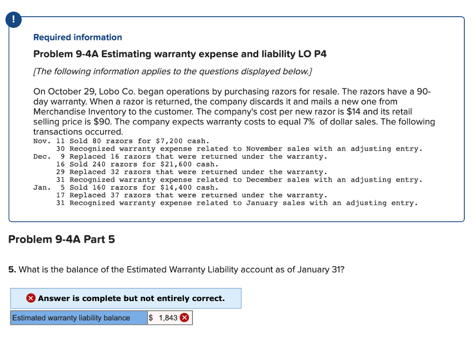 Required information Problem 9-4A Estimating