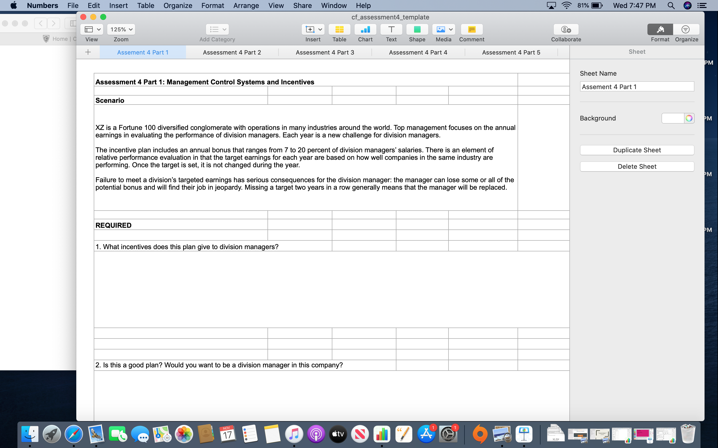 Numbers File Edit Insert Table Organize Format