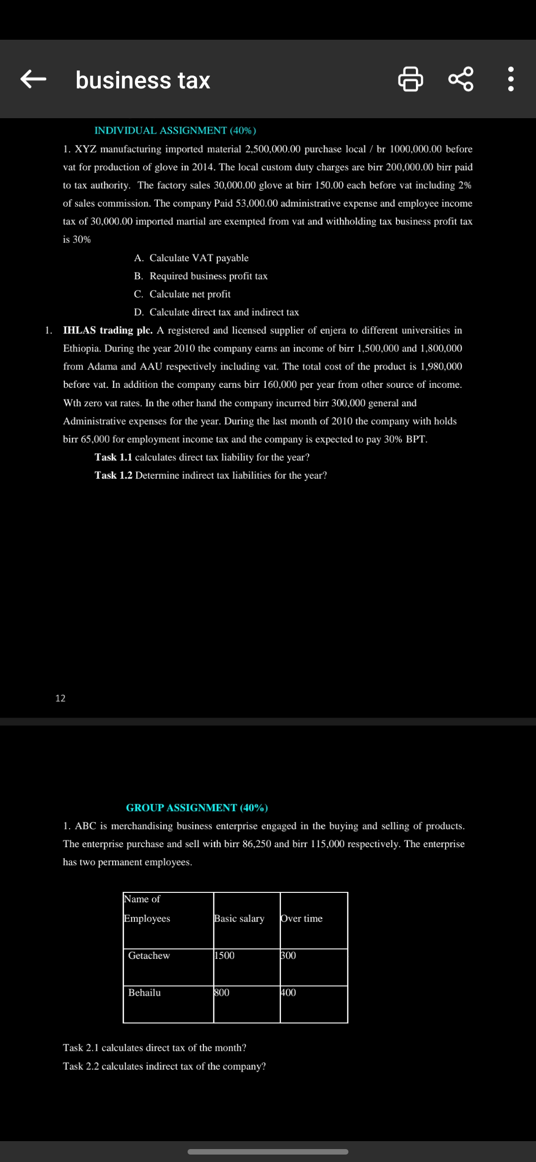 1. XYZ manufacturing imported material